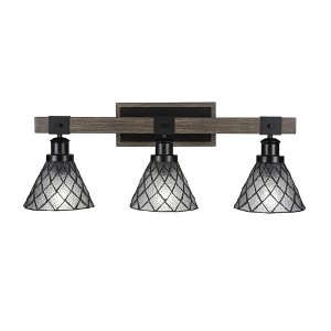 Toltec Lighting Tacoma 3 - Light Vanity in  Black/Painted Wood with 7" Diamond Ice Art Glass Shade - 1 of 1