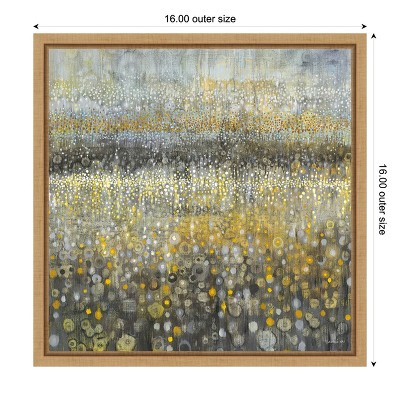 Rain Abstract II Yellow and Gray Canvas Framed Wall Art