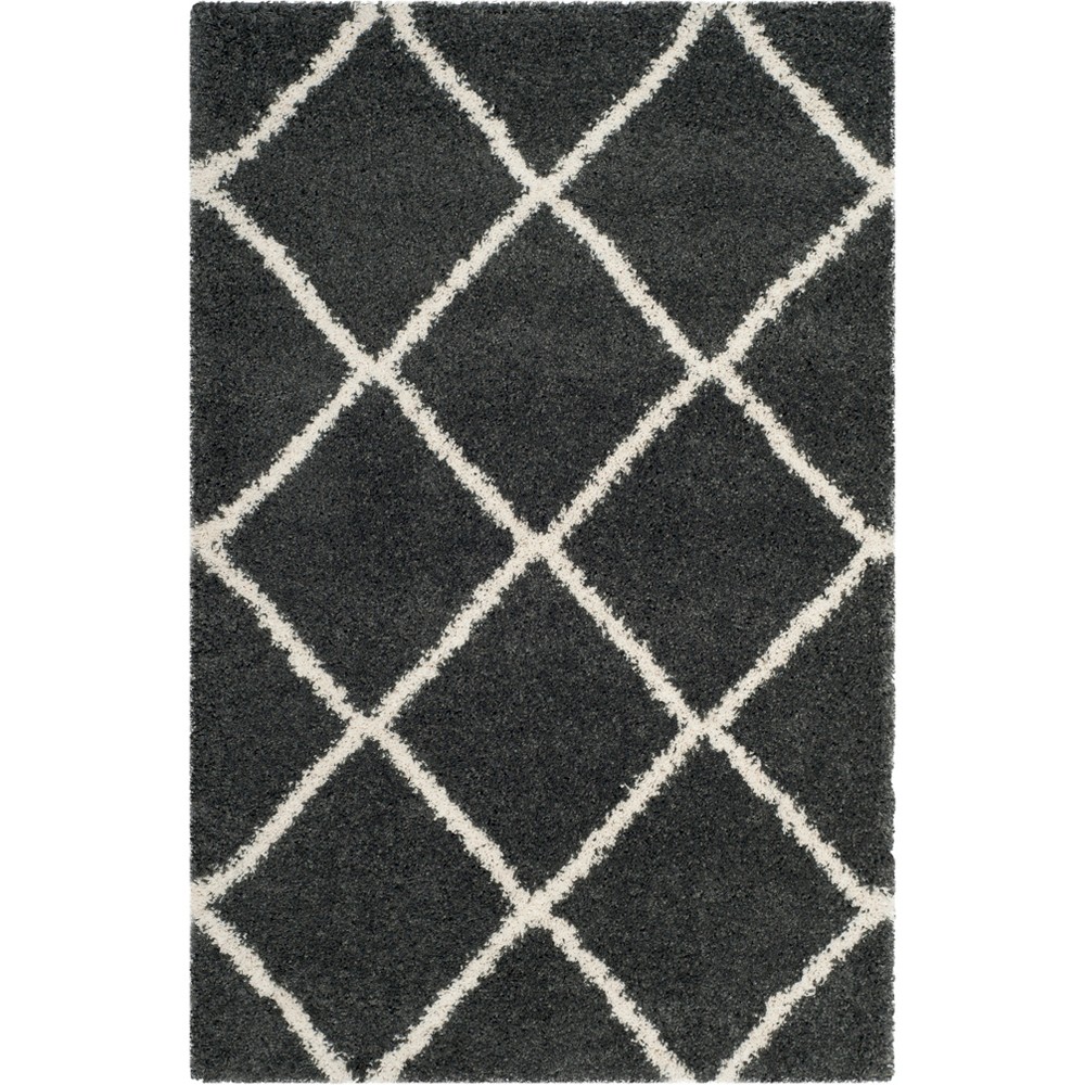 4'x6' Hudson Shag Area Rug Dark Gray/Ivory - Safavieh