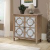LuxenHome 31.5-Inch Wide Floral Lattice Metal 2-Door Farmhouse Pine Wood Storage Cabinet Brown - 4 of 4
