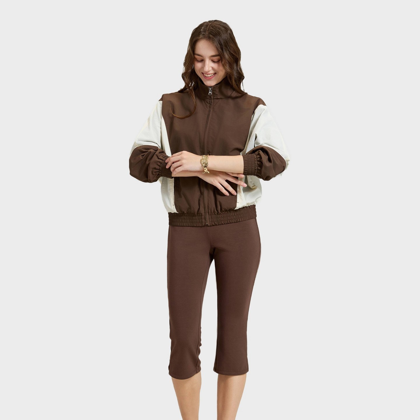 Женская куртка A New Day Colorblock Front-Zip Track Jacket, цвет: Тёмный коричневый — фото 3