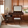 ORRD 3-in-1 Walnut Vanity Desk with Lighted Flip-Top Mirror, Adjustable Cabinet & Stool - 3 of 4