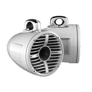 Wet Sounds REV 12 HD 12" Horn Loaded Compression Driver Tower Speakers with XW Grills & Stainless Fixed Clamps , 400 Watts RMS, White, Pair - 1 of 4