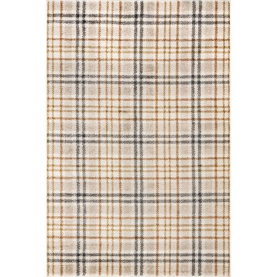 Nuloom Noelani Plaid 5x8 Indoor Area Rug for Living Room Bedroom Dining Room Kitchen, Orange And Grey/Ivory