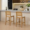 ISOKEYS Rattan-Back Bar Stool -  Set of 2 Full Solid Wood, Matte Linen Cushion with High-Resilience Foam & S-Springs for Kitchen - 2 of 4