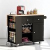 Rolling Kitchen Island Cart, Drop Leaf, Wine Rack, Rubberwood Top, Adjustable Storage and Lockable Wheels, Kitchen Cabinets - 2 of 4