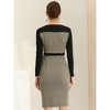 Allegra K Women's Vintage Houndstooth Square Neck Contrast Long Sleeve Midi Bodycon Dress - image 4 of 4