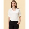 Allegra K Women's Elegant Satin Blouse Roll Up 3/4 Sleeve V Neck Casual Work Shirt Top - 3 of 4