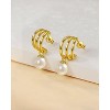 Molenia Pearl Earrings for Women, 14K Gold Plated 925 Sterling Silver Freshwater Pearl Dangle Drop Earrings Studs Jewelry - 3 of 4