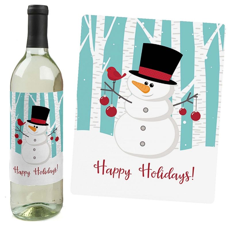 Big Dot of Happiness Let It Snow - Snowman - Holiday and Christmas Party Decorations for Women and Men - Wine Bottle Label Stickers - Set of 4, 2 of 9