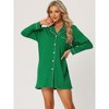 cheibear Women's Long Sleeve Notched Lapel Button Down Lounge Nightshirt - 2 of 4