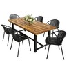 Osparple Outdoor Patio Dining Furniture Set Metal Acacia Wood Expandable Table and Stackable Dining Chairs for Outdoor, Garden, Terrace - 2 of 4