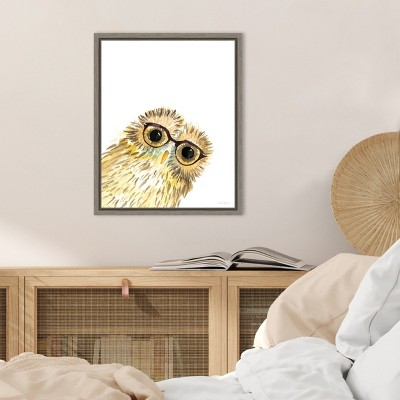 Playful Owl with Glasses Light Brown Canvas Print 16 x 20 inches