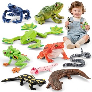 12-Piece Rainforest Animal Figurines Set with Trees, Realistic Jungle Toys for Diorama Projects and Party Favors - 1 of 4