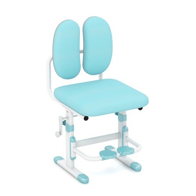 Costway Height-Adjustable Kids Desk Chair with Double Back Support & Rotatable Footrests Blue/Pink