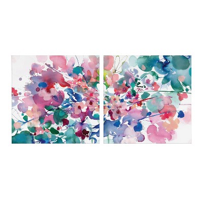In Between Colorful Abstract Floral Canvas Wall Art Set