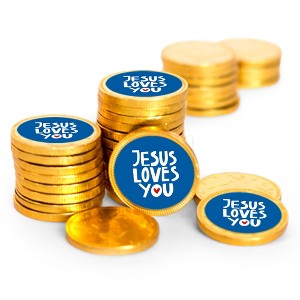 84ct Vacation Bible School Candy Religious Party Favors Chocolate Coins Church Sunday School Items (84 Count) - Gold Foil - By Just Candy - 1 of 4