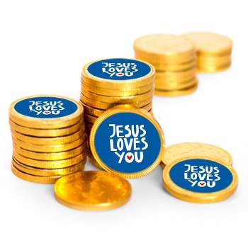 84ct Vacation Bible School Candy Religious Party Favors Chocolate Coins Church Sunday School Items (84 Count) - Gold Foil - By Just Candy