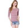 INSPIRE CHIC Women's Elbow Sleeves Boat Slim Fit Casual Stripe Animal Print Multi Floral Pattern T-Shirt - 2 of 4