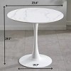 24" Modern Round Dining Table, Black Tulip Kitchen Table with MDF Top and Metal Pedestal Base, Small Coffee Table for Living Room-The Pop Home - 3 of 4