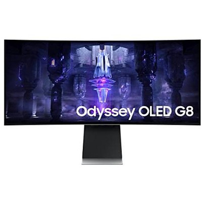Manufacturer Refurbished Samsung Odyssey OLED G8 34" 1440p 175 Hz Curved Ultrawide Gaming Monitor, Silver
