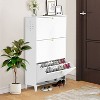 TIRAMISUBEST White 3-Drawer Steel Shoe Cabinet - Freestanding Flip-Door Storage Organizer for Entryway, Hallway or Bedroom (Assembly Required) - 2 of 4
