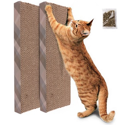 Prime Pets Small Cat Scratcher Cardboard with Catnip, Pack of 2, 15.8"x4.8"