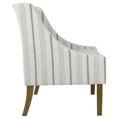 Calypso Blue Striped Modern Swoop Accent Armchair