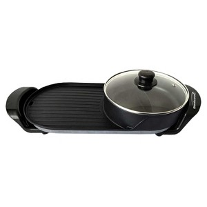 Brentwood 1,200-Watt 2-Qt. 2-Sided Electric Hot Pot and Korean BBQ Grill, Black - 1 of 4