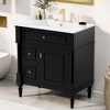 Gulches 30 in 18 in Undermount Rectangular Bathroom Sink in Black Solid Rubberwood MDF Ceramic with 3 Drawers Adjustable Shelf Metal Handles - 3 of 4