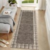 Modern Bordered Plaid Runner Rug 2x6 Ft Soft Thin Washable Hallway Runner with Non-Slip TPR Rubber Backing, Foldable Low Pile Non Shedding Rug - 2 of 4