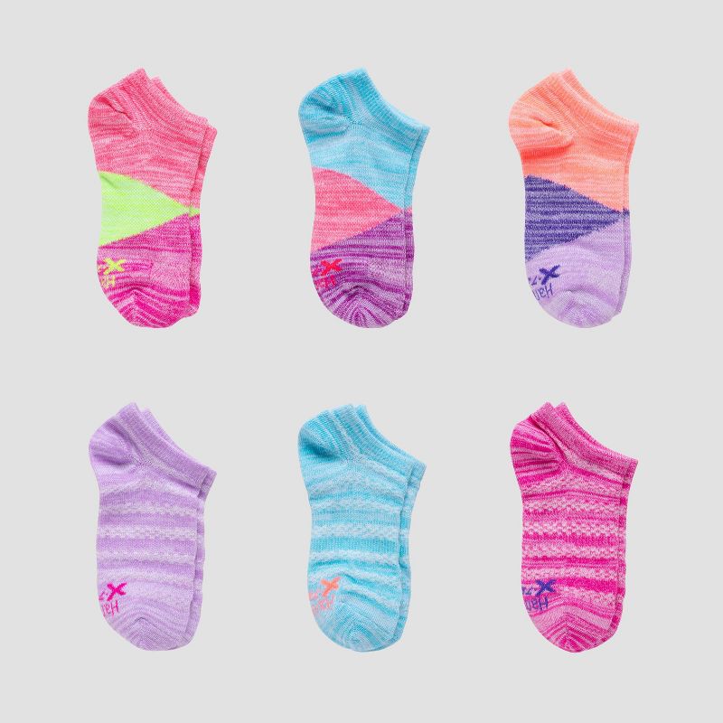 Hanes Premium Girls' 6pk Super No Show Socks - Colors May Vary, 1 of 5