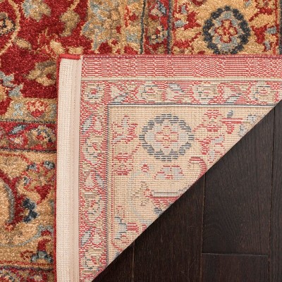 Elegant Red and Natural 4'x5'7" Synthetic Area Rug