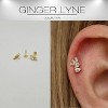 Pear Baguette CZ Flat Back Earrings for Cartilage Helix Tragus Lobe 16g Gold Plated Sterling Silver 1 pair by Ginger Lyne - 2 of 4