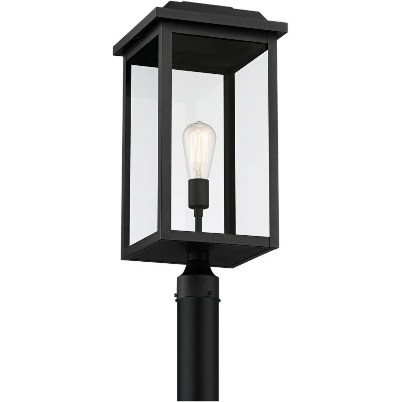 John Timberland Eastcrest Modern Outdoor Post Light Textured Black 22 1/2" Clear Glass Panels for Exterior Barn Deck House Porch Yard Patio Outside, 6 of 9