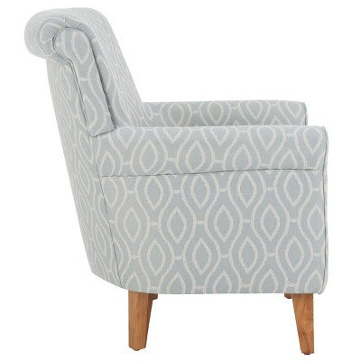 Hazina Light Blue Linen Blend Club Accent Chair with Wood Legs