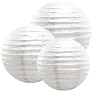 Lumabase 6ct Paper Lanterns Dangler Party Decorations White - 1 of 4