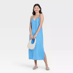 Women's Plus Size Slip Dress - A New Day™ Cream/navy Striped 3x 
