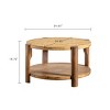 35" Mid Century Round Coffee Table with Storage Shelf,2-Tier Solid Wood Center Table for Living Room or Small Space–The Pop Home - 4 of 4
