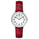 Women's Timex Easy Reader  Watch with Leather Strap - Silver/Red TW2P68700JT
