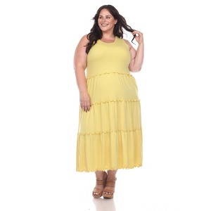 Women's Plus Size Scoop Neck Tiered Midi Dress - White Mark - 1 of 4