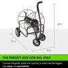 Yard Butler 4 Wheel Powder Coated Steel Hose Truck Holds 400 Feet of Hose with 2 Pneumatic Real Tires and 2 Rubber Front Turning Tires, Black - 2 of 4