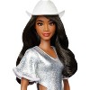 Barbie Fashionistas Doll #239 in Sparkly Silver Dress with Cowboy Hat and Boots, Black Hair - 3 of 4