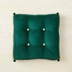 Oversized Corduroy Floor Pillow with Tassels Dark Green - Opalhouse™ designed with Jungalow™