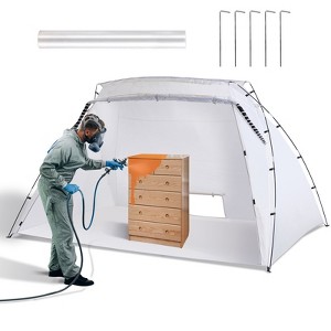 VEVOR Portable Paint Booth, Larger Spray Paint Tent with Built-in Floor & Mesh Screen, Painting Tent Station, 10x7x6ft Spray Paint Shelter, White - 1 of 4