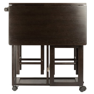 Dark Brown Drop Leaf Kitchen Cart with Storage