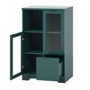 Modern Storage Cabinet With 2 Glass Doors & 2 Storage Spaces, Freestanding Floor Cabinet With Adjustable Shelves For Living Room Bathroom Kitchen - 3 of 4