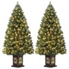 4.5 FT Pre-Lit Christmas Trees with Vintage Pot, Realistic Needles Artificial Christmas Trees with 108 Warm White Lights - 2 of 4