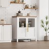 Acekool 29" Farmhouse Sideboard: Glass Door Cabinet with Adjustable Shelves, Narrow Storage for Kitchen, Dining & Small Spaces (Pear Finish) - 2 of 4