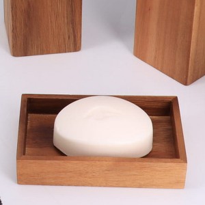 Evideco French Home Goods Acacia Soap Dish Cup Dispenser Tray - 1 of 4